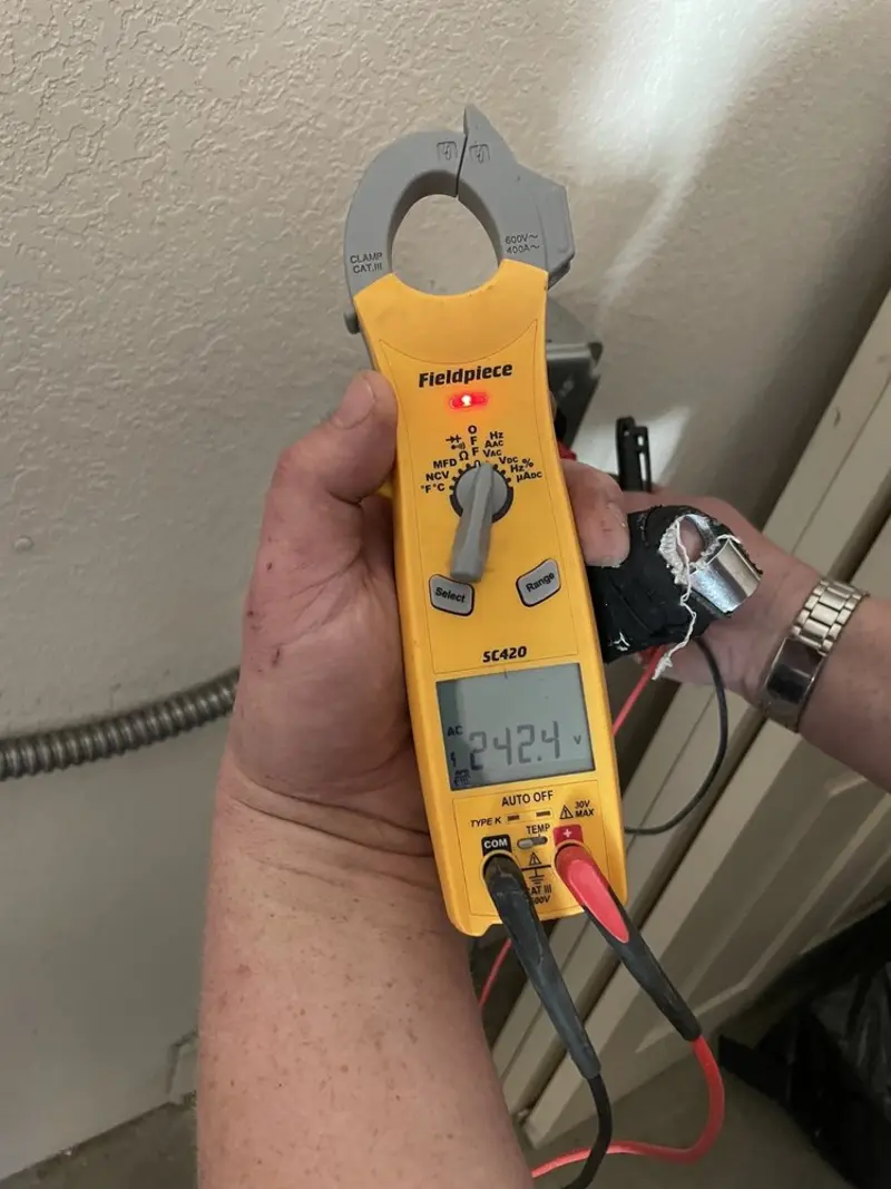 Voltage testing with clamp meter during Hot Tub / Pool Electrical Wiring in Cedar Hills